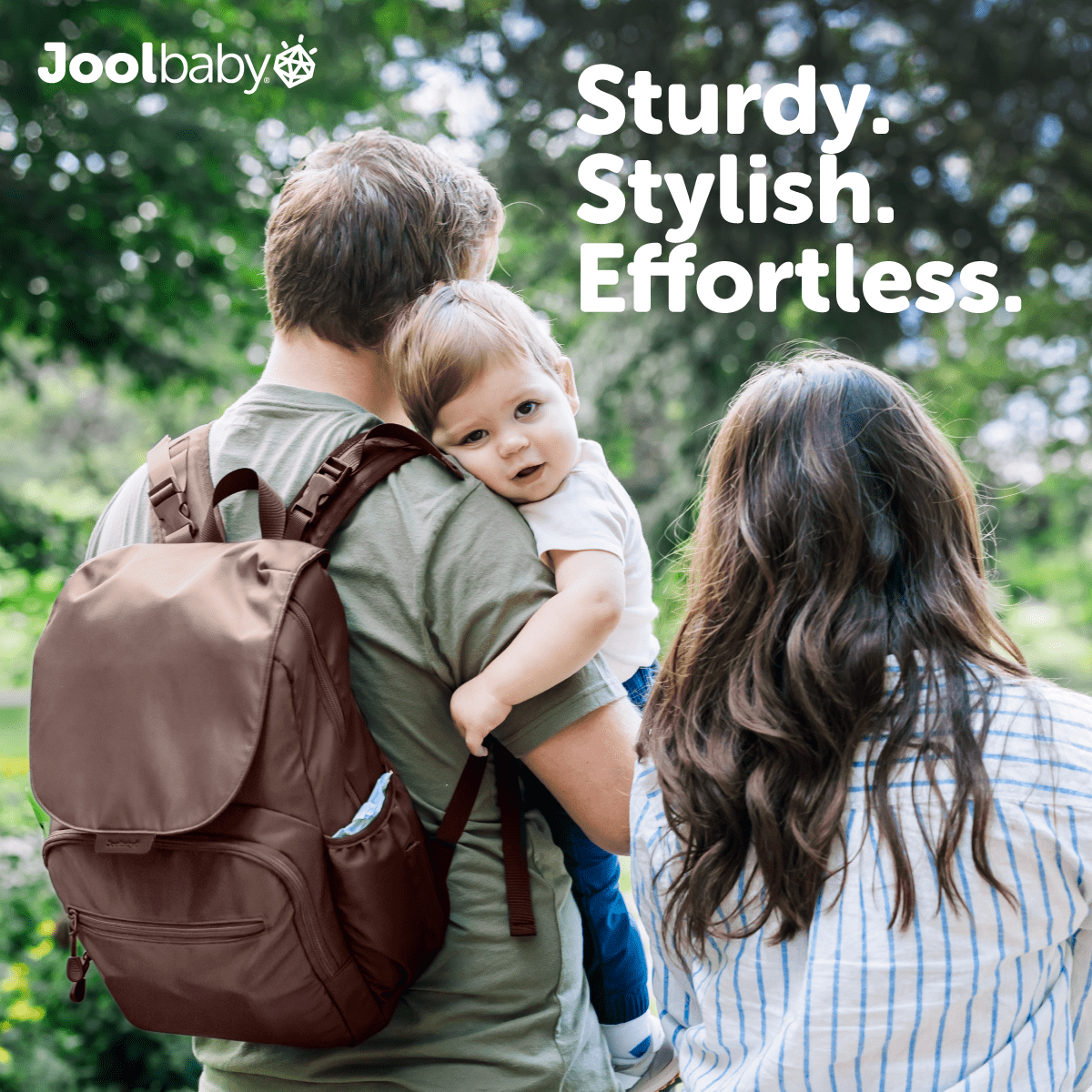 Jool Baby Diaper Bag Backpack with Changing Pad, Large Capacity, Insulated And Portable, Brown