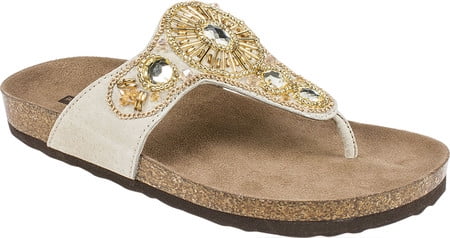 white mountain jeweled thong sandals