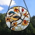 thumbnail image 2 of Xmas Gift - Chickadee Xmas Stained Glass Hanging Ornament - Minimal Holiday Tree Decor, Christmas Gift for Mom, Dad, Friends, 2 of 3