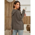 thumbnail image 3 of HOWCOME Women Casual Full Zip Up Hoodie - Comfortable Brushed Ribbed Knit Long Sleeve Sweatshirt Jacket with Pockets Brown Medium, 3 of 6