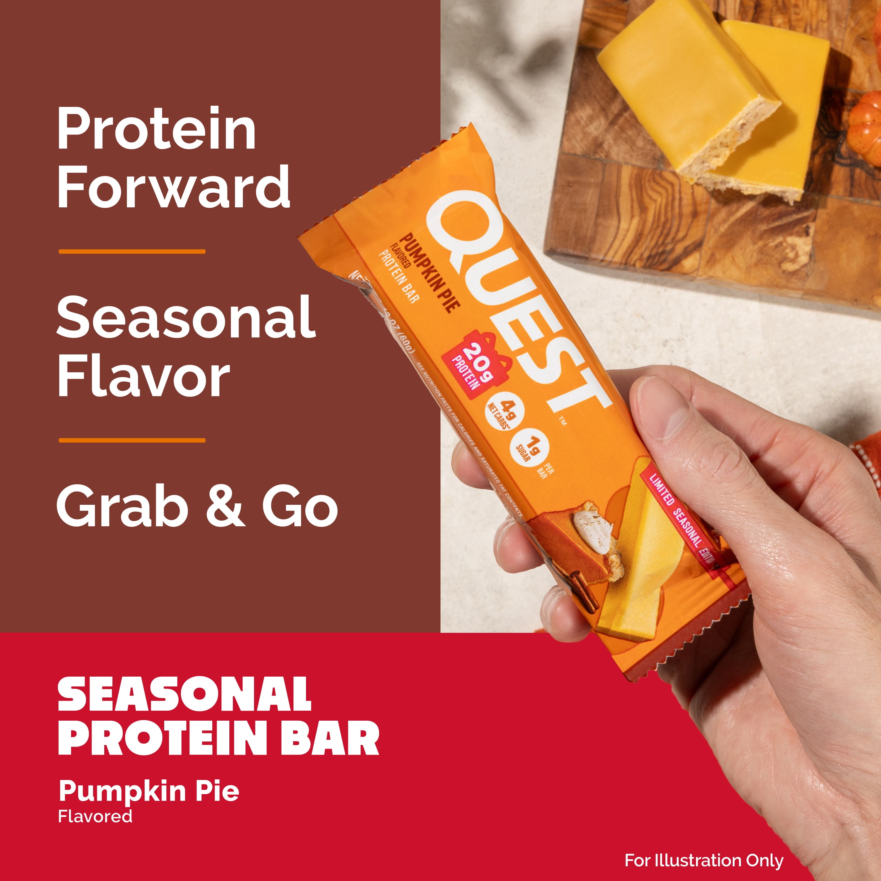 Quest Protein Bar, Pumpkin Pie Flavor, 20g of Protein, 1 Count