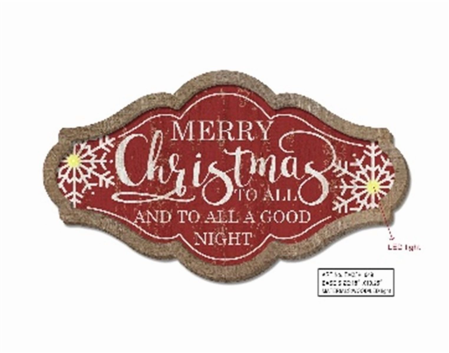 Lighted "Merry Christmas to All and to All a Good Night" Wall Sign - 18" x 10"
