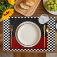 thumbnail image 4 of Red Black Chef Placemats Set of 4, Cartoon Cute Watercolor Cooking Plaid Placemats for Dining Table, Place Mats for Kitchen Tabletop, Waterproof Wipeable Dining Table Mats Set, 4 of 9