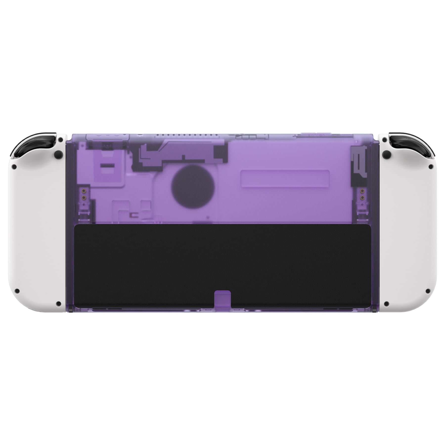  eXtremeRate DIY Full Set Shell for Nintendo Switch OLED,  Replacement Console Back Plate & Kickstand, Custom NS Controller Housing  with Full Set Buttons for Nintendo Switch OLED - Clear Atomic Purple 