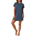 thumbnail image 2 of INSPIRE CHIC Women's Nightgown Sleep Dress Short Sleeve Crew Neck Soft Night Dress with Pockets M Blue, 2 of 5
