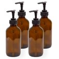 thumbnail image 1 of Botellas con bomba de vidrio Cornucopia 235 ml (paquete de 4, marrón ámbar), 1 of 9