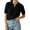 Black, variant on Short Sleeved Women Solid Color Lapel V Neck Casual Knit Cable Pullver Sweater