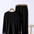 thumbnail image 4 of CQXIDFH Womens Pajama Sets Plus Size V-Neck Pajama Set with Built-in Support Long Sleeve Loose Casual Home Wear 2 Piece Lounge Set, 4 of 5