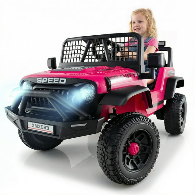 OLAKIDS 24V Ride on Car with Remote Control, Bluetooth, LED Lights, Horn, Spring Suspension, High/Low Speeds, Soft Start for Kids Aged 3+
