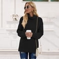 thumbnail image 4 of Suéter de punto de manga larga con cuello alto elegante para mujer, suéter informal, sudadera de invierno (XL), 4 of 5