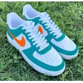 thumbnail image 1 of Air Force 1 Custom Shoes "Miami Aqua & Orange South Beach" Florida Mens Womens, 1 of 6