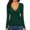 Green, variant on Women's Wrap Ruched Deep V Neck Slim Fit Long Sleeve Lined T Shirts for Women Tunic Tops Tee Casual Green L