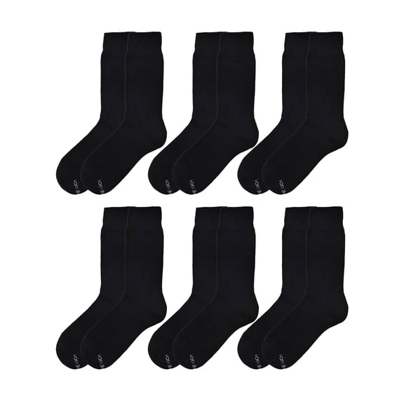 On the Go Men's Dress Socks (6 Pair Pack, Black)
