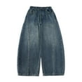 thumbnail image 5 of XIMIN Teen Girls Wide Leg Baggy Jeans Cute Elastic High Waisted Barrel Leg Jeans Trendy Denim Pants Trendy Preppy Y2K Denim Pants Vintage Streetwear Clothes, 5 of 6