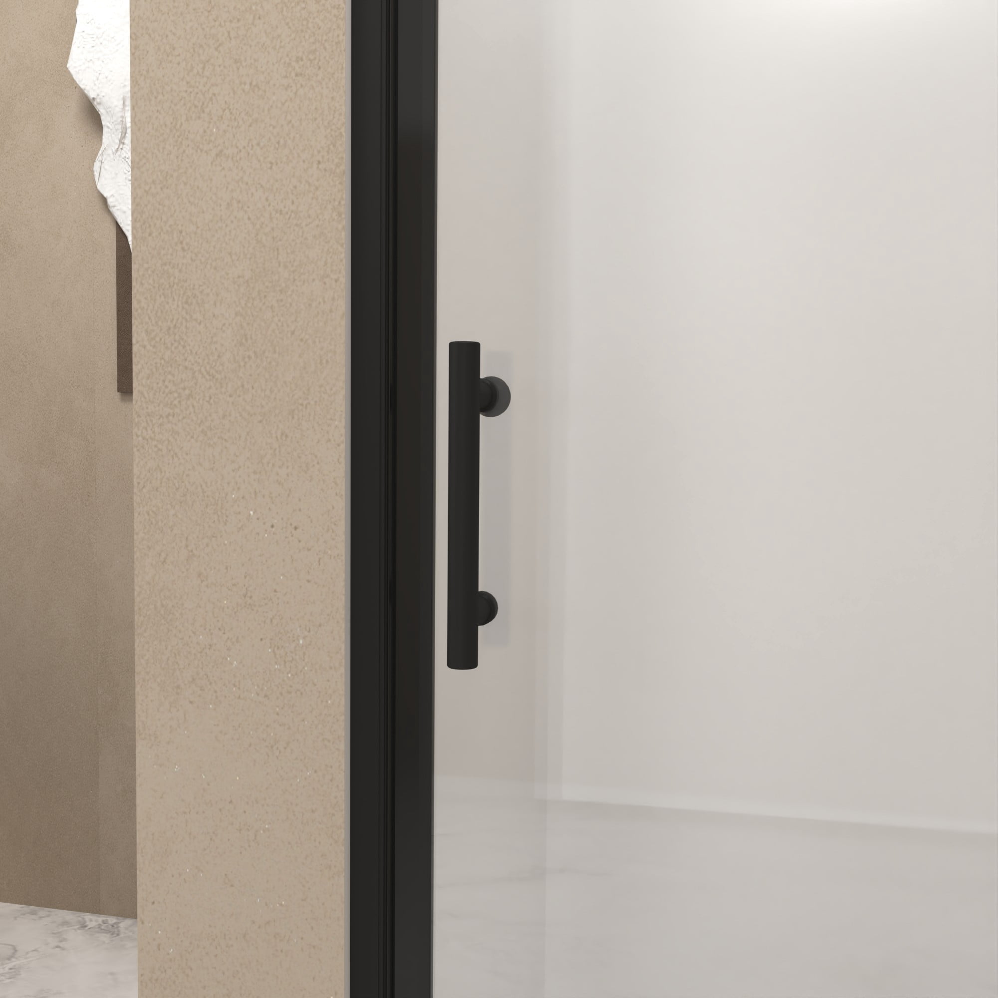 30"W x 72" Pivot Shower Door,Half Frame Shower Door,1/4" Transparent Glass,Matte Black Aluminum Frame