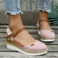 thumbnail image 6 of KIJBLAE Women Summer Shoes Breathable Wedges Sandals Beach Buckle Strap Shoes Ladies Sandals Open Toe Canvas Espadrille Shoes Female Pink 36, 6 of 8