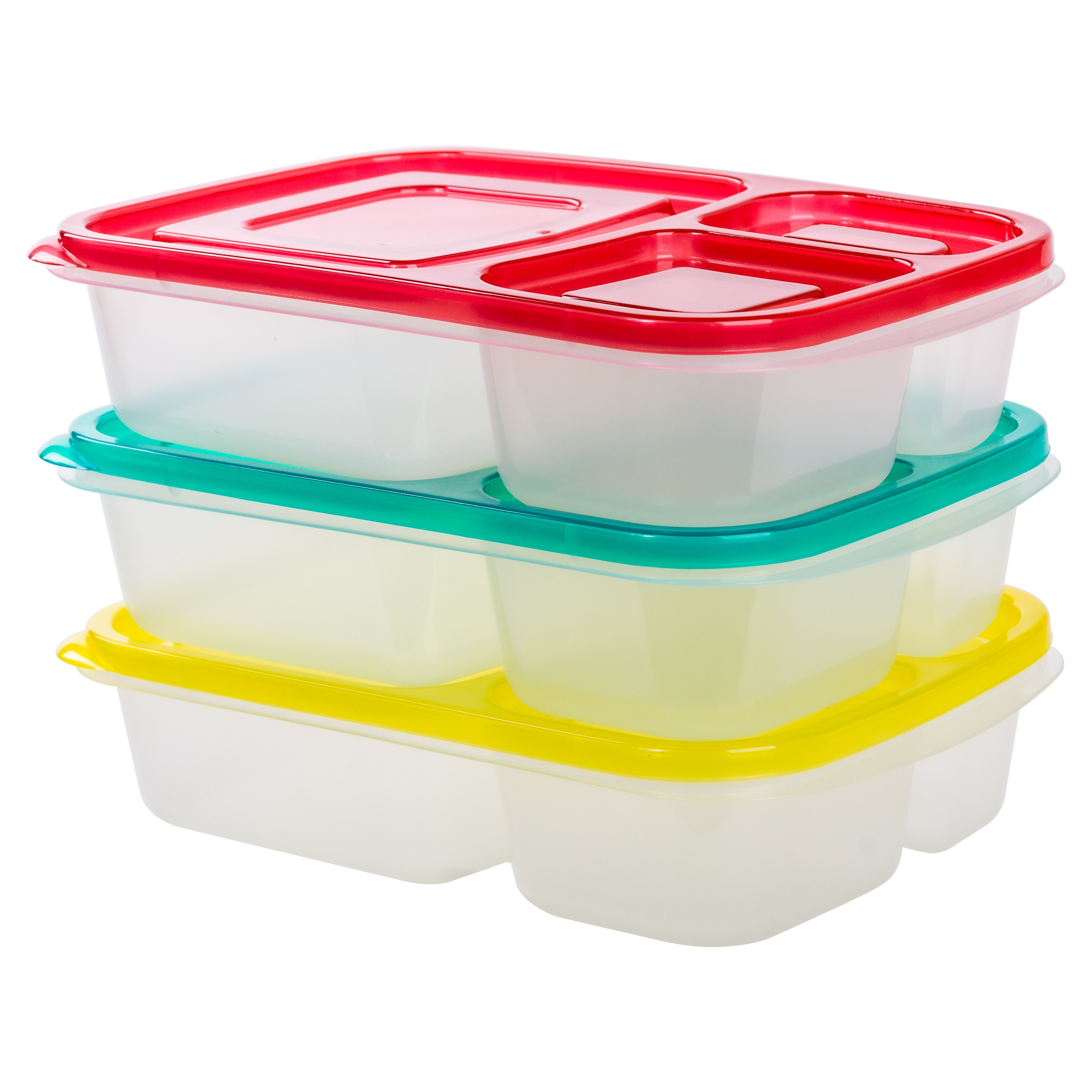 3 Pack Meal Prep Containers Food Storage 3 Compartment Plastic Reusable  Microwavable