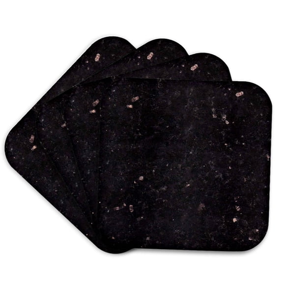 3drose, Balck Galaxy Granite Print, Set of 4 Coasters - Soft