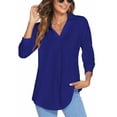 thumbnail image 6 of MAWCLOS Womens 3/4 Sleeve V Neck Shirts Lapel Tunic Tops Casual Work Tops Classic Solid Color Blouse Loose Fit, 6 of 6