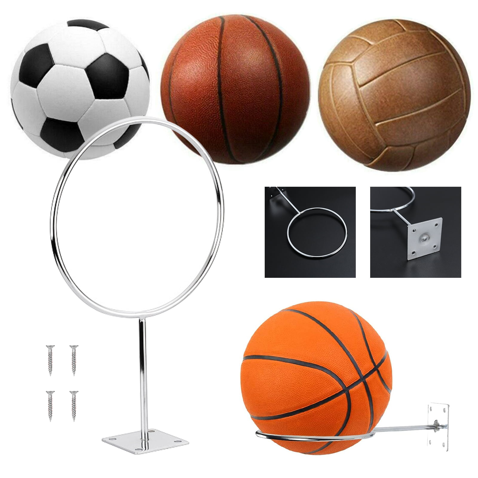 Wall Mounted Sport Football Basketball Soccer Display Ball Holder Storage Rack 