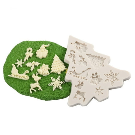 

Fragarn Silicone Christmas Tree Santa Claus Elk Sled Stick Mold Chocolate Cake Moulds