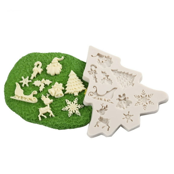 Clearance Cake Mould under $1,Silicone Christmas Tree Santa Claus Elk Sled Stick Mold Chocolate Cake Moulds