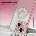 thumbnail image 4 of for iPhone 15 Bling Case Women Girls Luxury Gradient Glitter Diamond Case Sparkle Rhinestone Camera Lens Protection Soft Silicone Shockproof Cover for iPhone 15 6.1 inch, Pink, 4 of 12