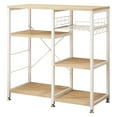 thumbnail image 2 of Zimtown 5-Tier Kitchen Baker's Rack Microwave Oven Stand with Wood Storage Shelves and Metal Basket, White Oak, 2 of 8