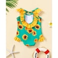 thumbnail image 3 of Kucnuzki Infant Baby Girls Swimsuits 18-24 Months Summer Bathing Suits Ruffle Sleeveless Floral One piece Beach Swimwear Green, 3 of 9