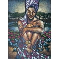 thumbnail image 2 of Unknown 11x14 Black Ornate Wood Framed with Double Matting Museum Art Print Titled - Nubian Lady Sitting II, 2 of 4