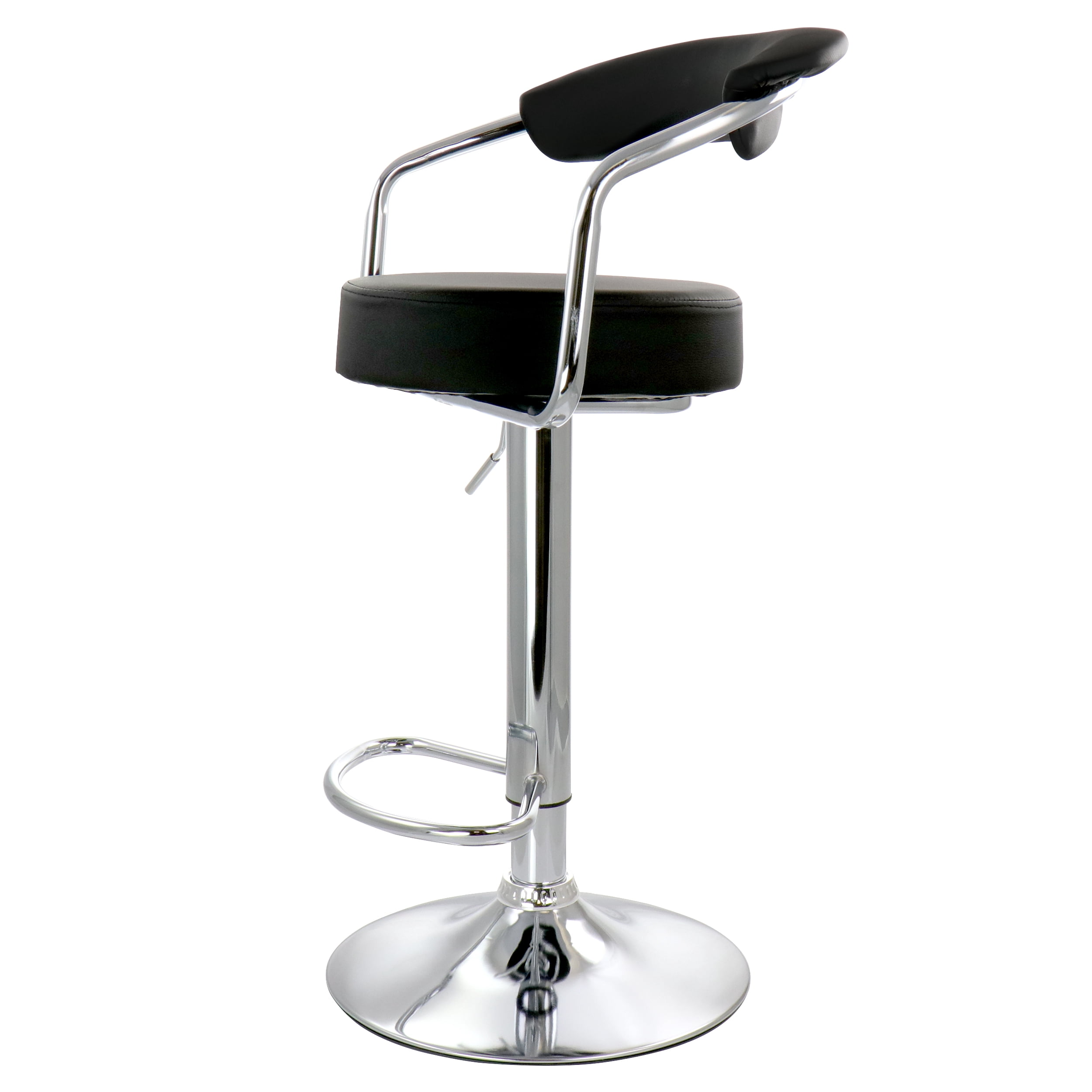 Elama Bar Stool with Adjustable Height & Swivel, Black and Chrome, Set of 2