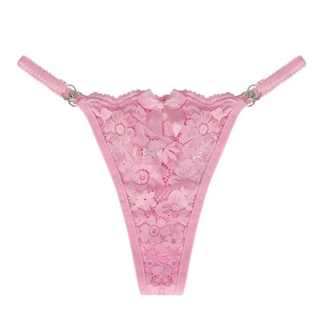 BYHONG Ladies Sexy Lace Underwear Thong Large Size Sexy Underwear Panties for Women Pink S