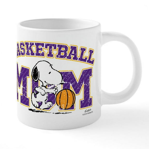 CafePress - Snoopy Basketball Mom - 20 Oz White Ceramic Mega Mug