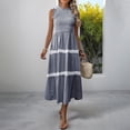 thumbnail image 2 of Ashirexll Midi Dresses for Women, Flowy Dresses for Women, Ruffle Edge Round Neck Sleeveless Long Pulling Stripe Tank Dresses, 2 of 7
