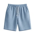 thumbnail image 4 of Mens Casual Shorts Solid Color Waffle Short Pants with Drawstring Loose Elastic Waist Summer Beach Shorts for Men Blue S, 4 of 4