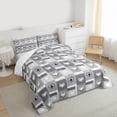 thumbnail image 3 of Homewish Female Women Men Love Heart Print 2pcs Bedding Comforter Set,Geometric Plaid Stripes Twin Comforter Sets,Black Grey White Breathable Bedding Set,Super Cozy Room Decor,Reversible, 3 of 8