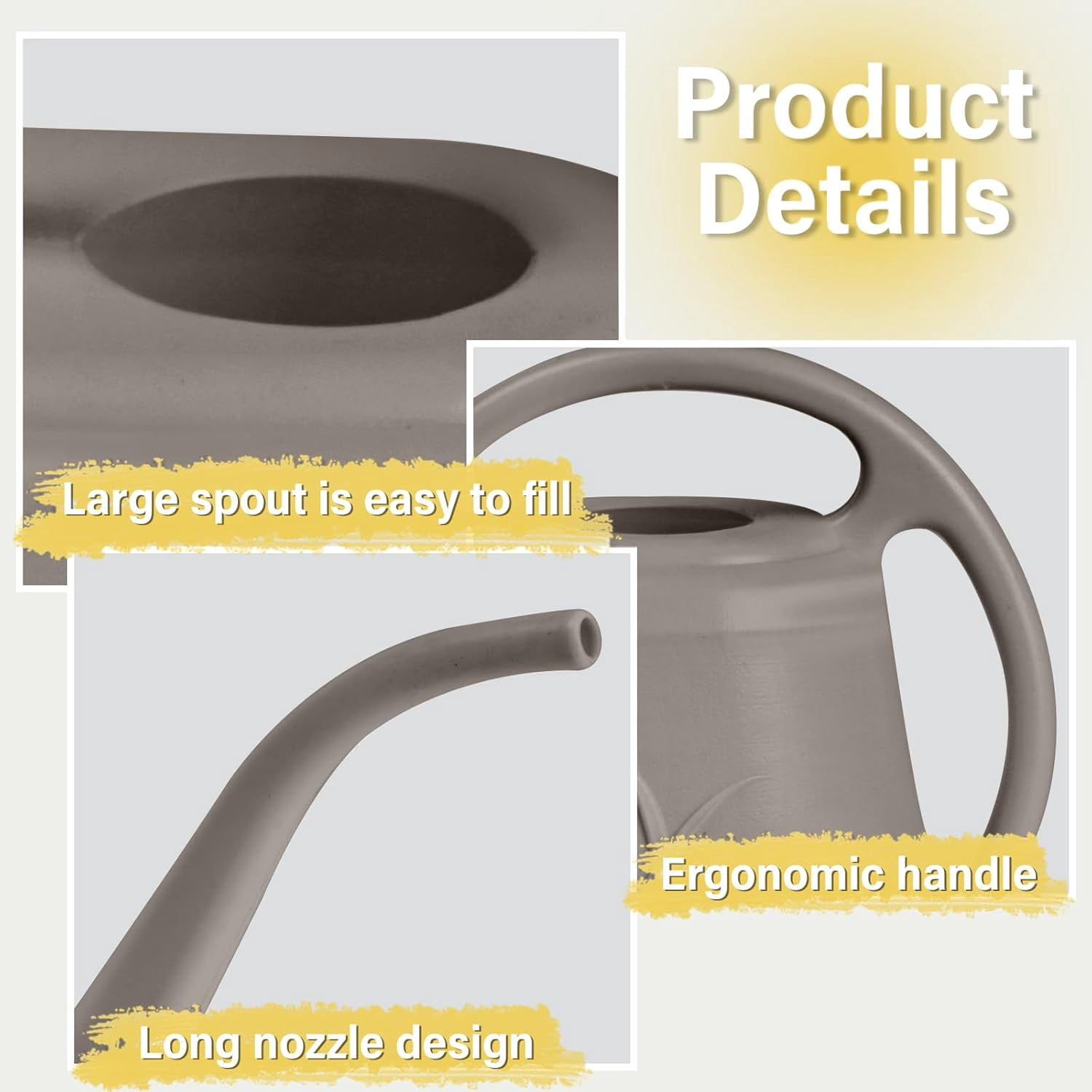 Plastic Watering Can - for Indoor and Outdoor Plant 1/2 Gallon Coffee Color