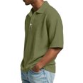 thumbnail image 4 of Fabrcox Men Polo Shirts Short Sleeve Waffle Henley Collared Men's Golf Shirts Sports Knitted Lightweight Casual Mens Workout Shirts Green XXL, 4 of 8