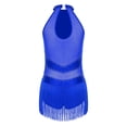 thumbnail image 4 of iiniim Women Rhinestone Fringe Leotard Figure Skating Performance Costume Halter Backless Bodysuit Royal Blue M, 4 of 5