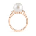 thumbnail image 2 of ANGARA South Sea Cultured Pearl Three Stone Ring with Diamonds in 14K Rose Gold for Women | June Birthstone, Birthday, Anniversary, Jewelry Gift for Women | Pearl Ring, 2 of 8
