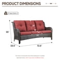 thumbnail image 2 of Giantfurnni Outdoor Wicker 3-Seater Deep Seat Rattan Sofa with Removable Cushion, Patio, Balcony, Deck Furniture, 2 of 9
