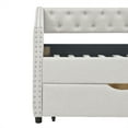 thumbnail image 6 of DEALTOPS Twin Size Upholstered Daybed with Two Storage Drawers,Twin Polyester Sofa Bed Storage Daybed Frame for Bedroom Guest Room - Beige, 6 of 8