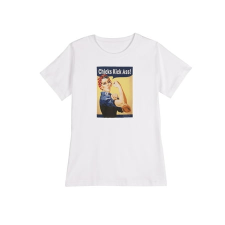 Maverick Tees Women's Chicks Kick Ass Rosie The Riveter T-Shirt -