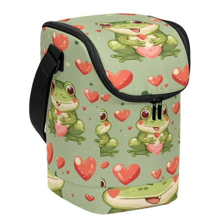 

Anna Cowper Stand-up Picnic Bag for Women/Men Travel Shopper Large Capacity Food Delivery Bag Handbag Insulation Bag Animal Frog Hold Various Heart