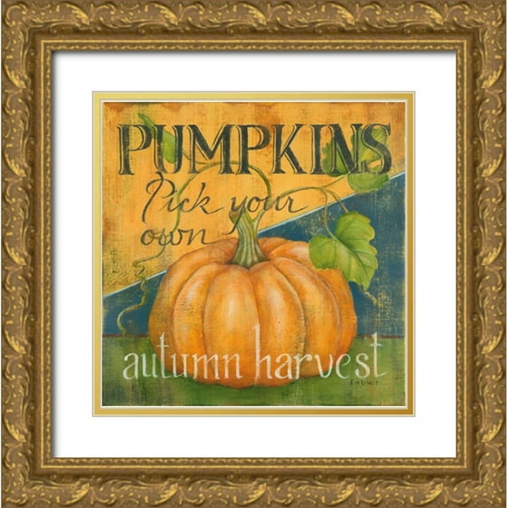 Lewis, Kim 20x20 Gold Ornate Wood Framed with Double Matting Museum Art Print Titled - Pick Your Pumpkins
