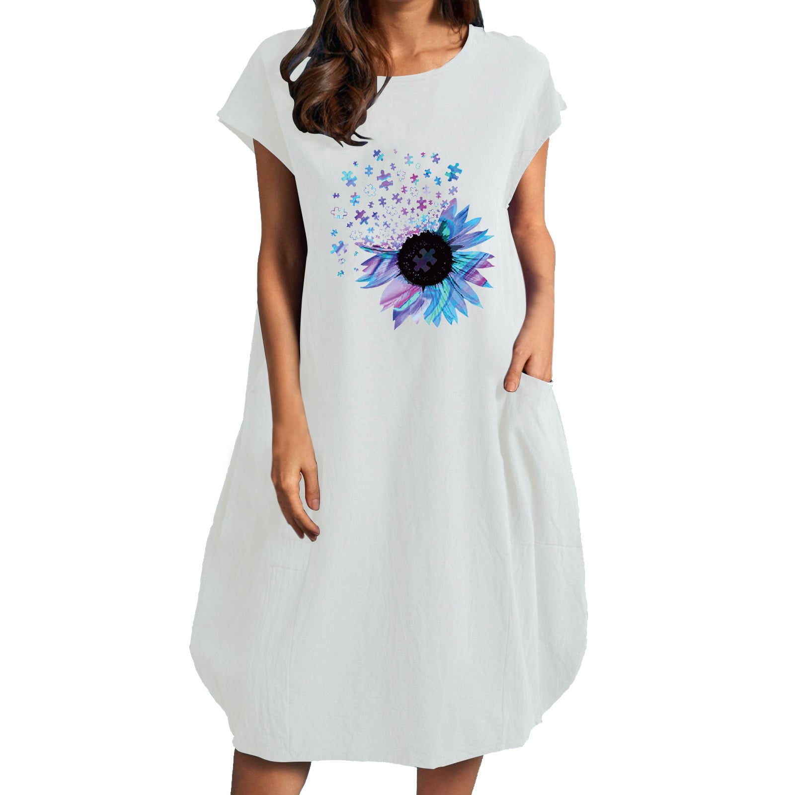 Blue and white summer dress hot sale