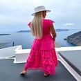 thumbnail image 3 of Elegant Women‘s Long Dress with Fly Sleeves and Button-down Design, 3 of 5