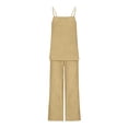 thumbnail image 6 of CHUMUD Cotton Linen Two Piece Sets for Women Petite Wide Leg Pants Set Summer Outfits Sleeveless Spaghetti Strap Cami Tank Top Trousers Matching Sets Casual Going Out Vacation, 6 of 6