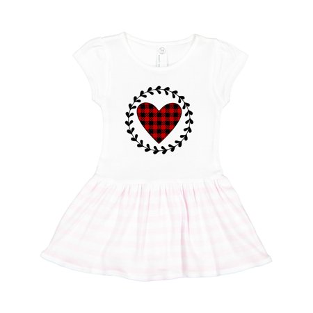 

Inktastic Valentines Day Buffalo Plaid Heart Gift Toddler Girl Dress