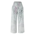thumbnail image 4 of Wide Leg Printed Pants For Women Elastic High Waist Elastic Waist Baggy Pants Teenagers Girls Straight Leg Trousers Blue M, 4 of 5